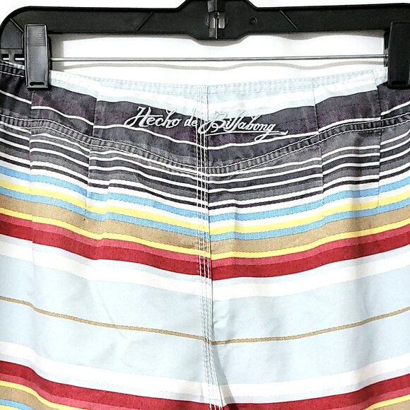Billabong Men Hecho De Board Short Sz 36 Multicolor Stripe Cargo Swim Trunks Y2K - Picture 5 of 16